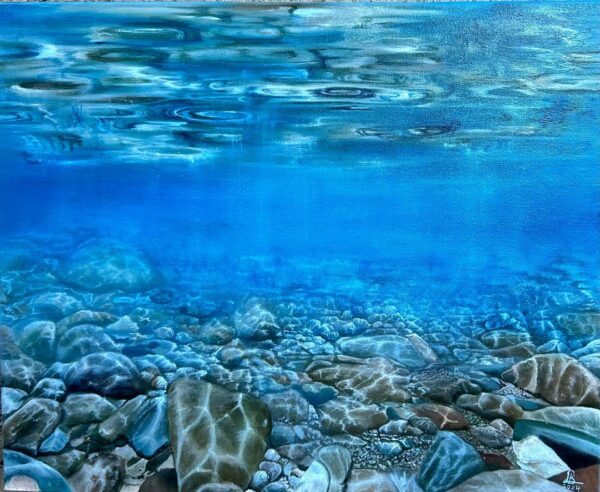 Underwater painting, oil on canvas. 51x61cm